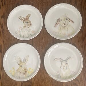 Modern Southern Home Set of 4 Bunny Plates